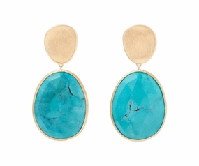 Marco Bicego Lunaria Colour 18ct Yellow Gold & Turquoise Double Drop Earrings