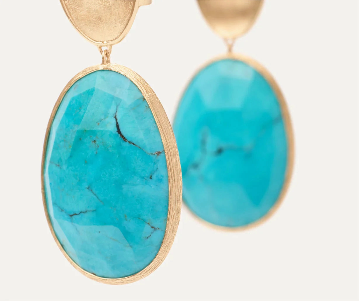 Marco Bicego Lunaria Colour 18ct Yellow Gold & Turquoise Double Drop Earrings