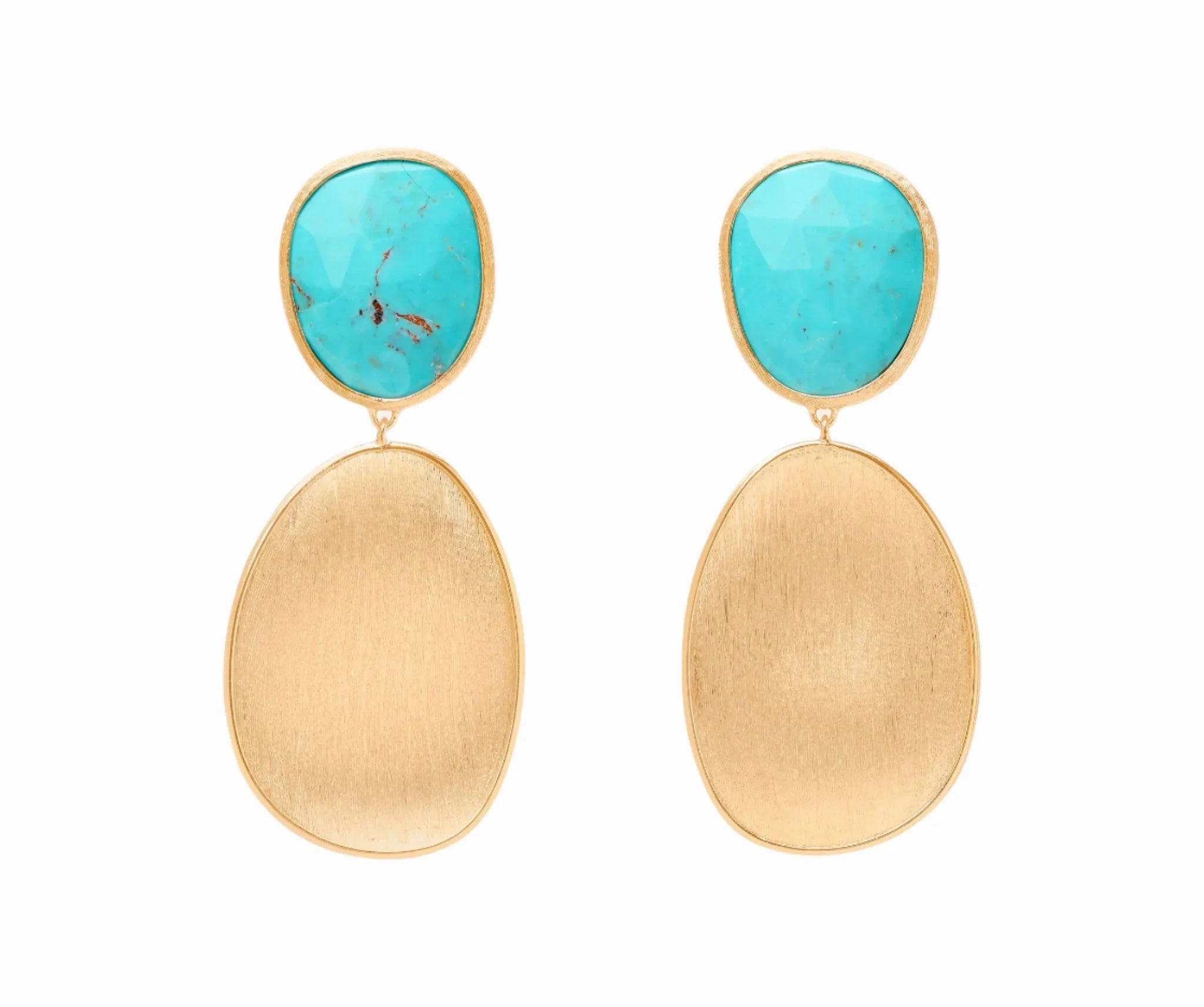 Marco Bicego Lunaria Colour 18ct Yellow Gold & Turquoise Double Drop Small Earrings