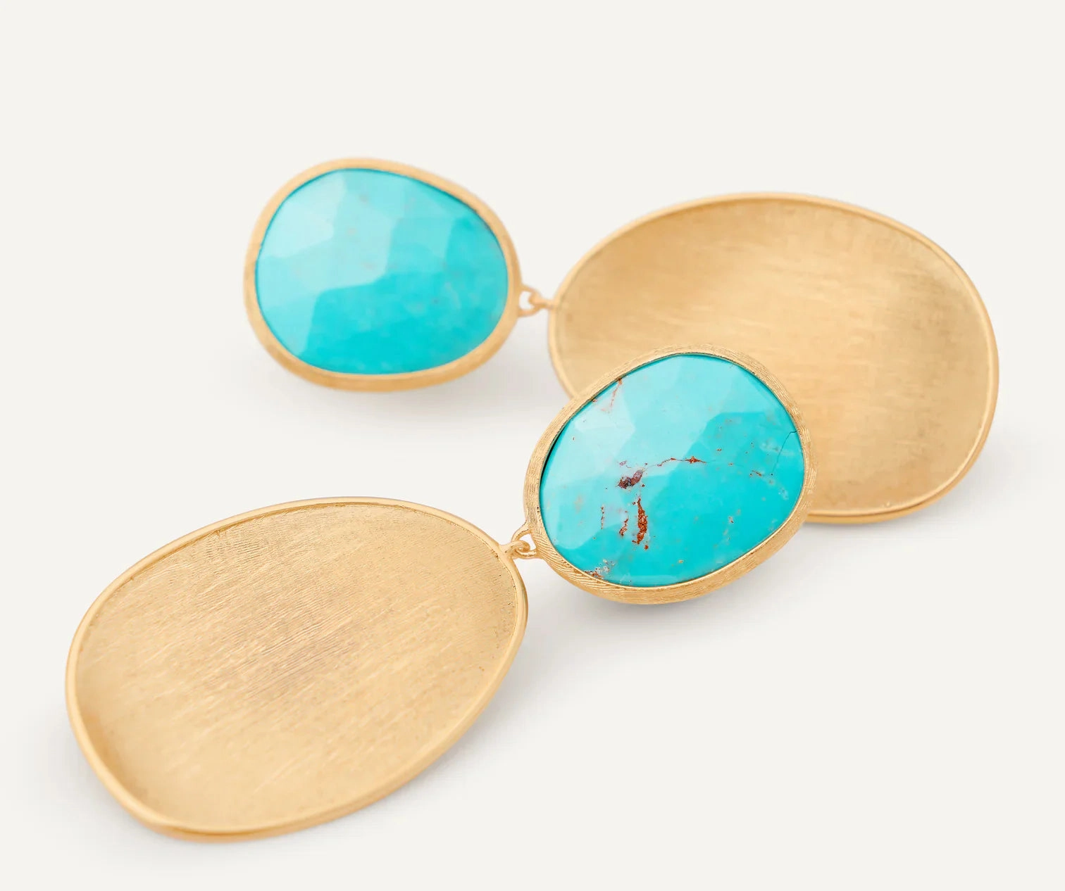 Marco Bicego Lunaria Colour 18ct Yellow Gold & Turquoise Double Drop Small Earrings