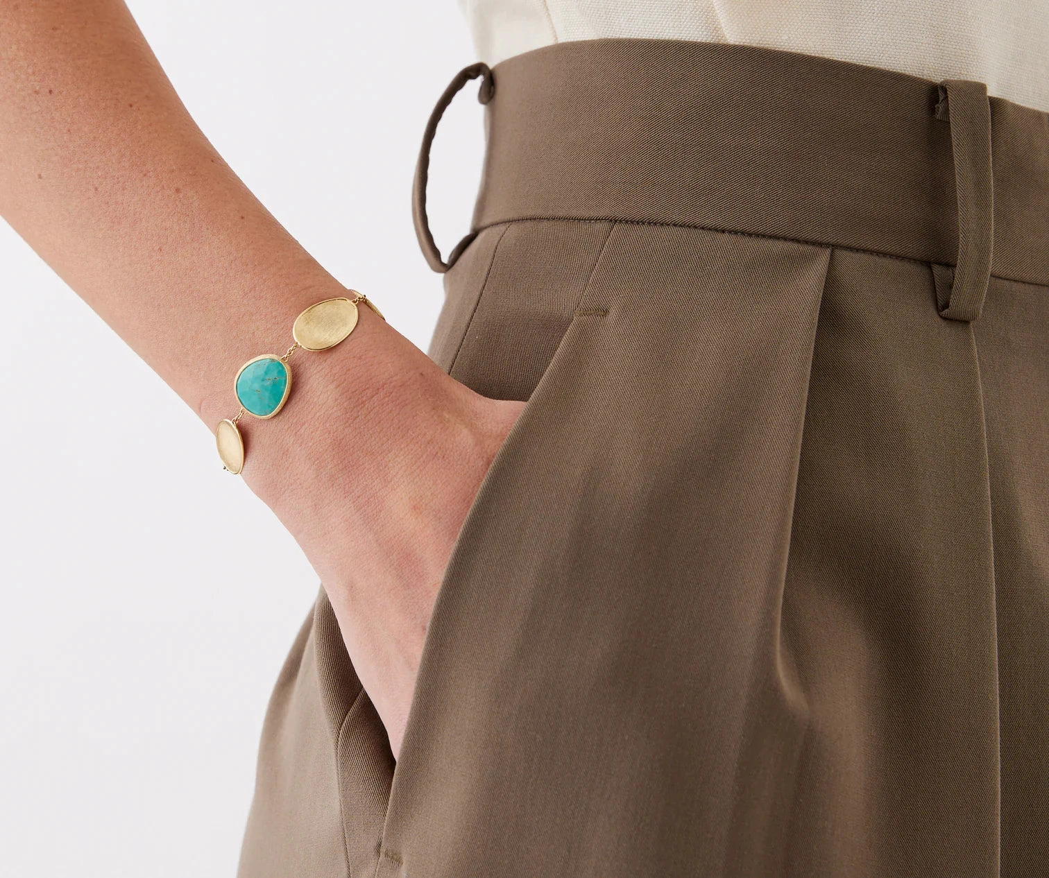 Marco Bicego Lunaria Colour 18ct Yellow Gold and Turquoise Bracelet