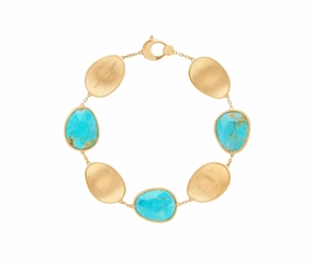 Marco Bicego Lunaria Colour 18ct Yellow Gold and Turquoise Bracelet
