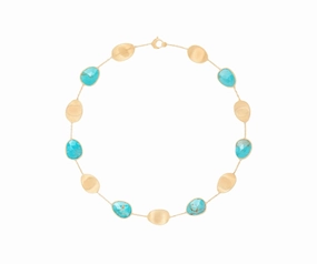 Marco Bicego Lunaria Colour 18ct Yellow Gold and Turquoise Collar Necklace