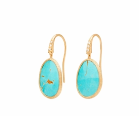 Marco Bicego Lunaria Colour 18ct Yellow Gold Diamond and Turquoise Drop Earrings