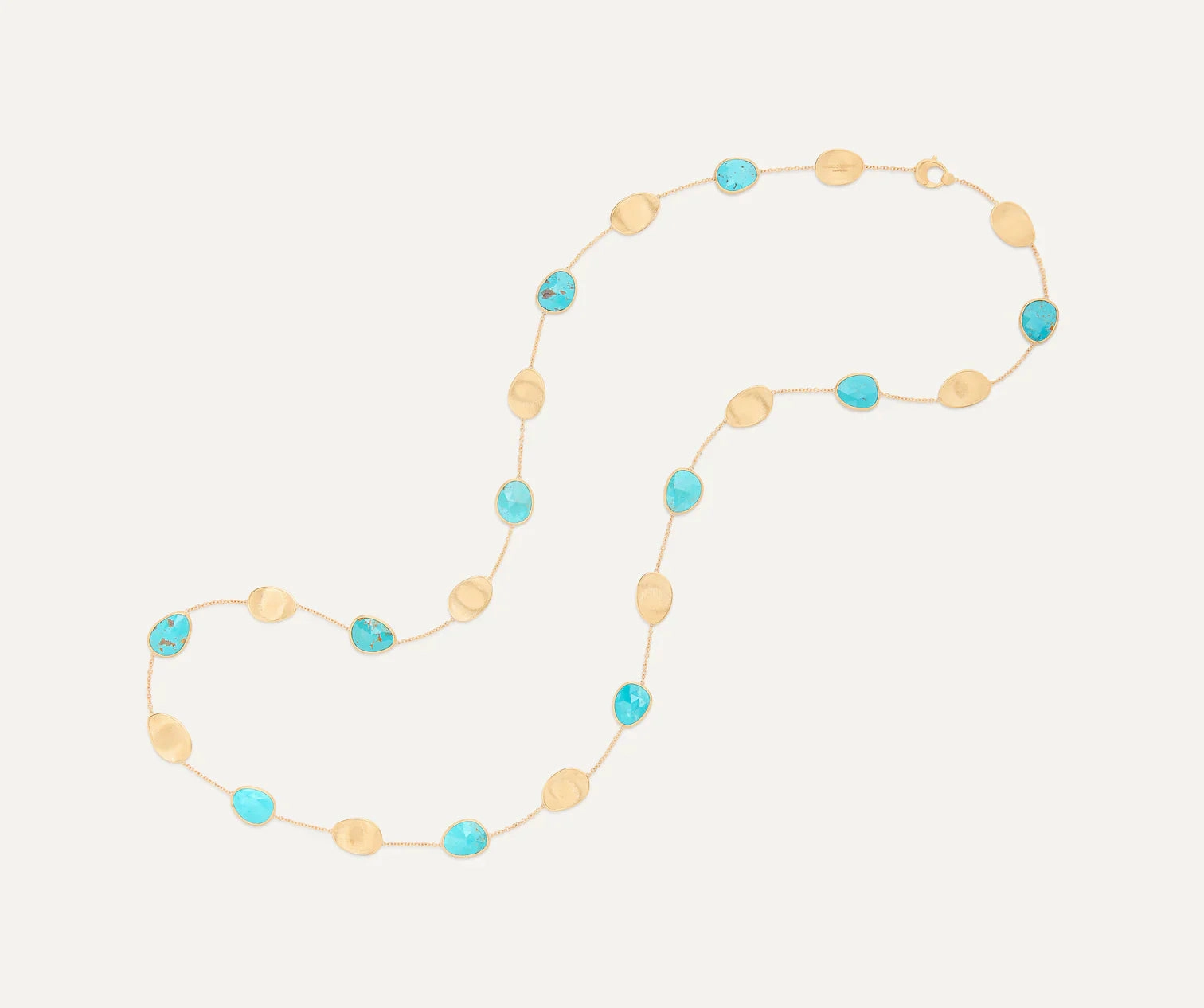 Marco Bicego Lunaria Colour 18ct Yellow Gold Diamond and Turquoise Long Necklace