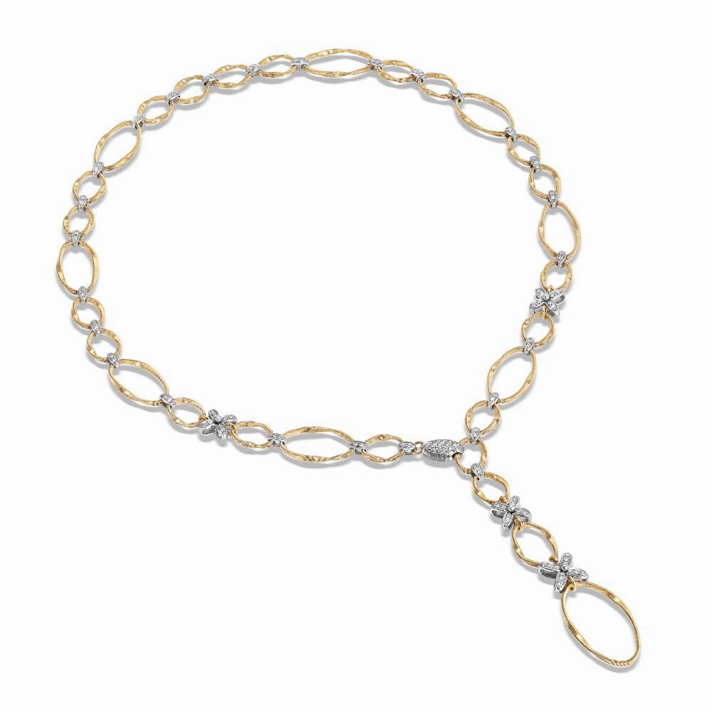 Marco Bicego Marrakech Onde 18ct Yellow Gold Diamond Flower Necklace
