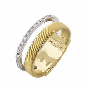 Marco Bicego Masai 18ct Yellow Gold 0.13ct Diamond Two Row Ring