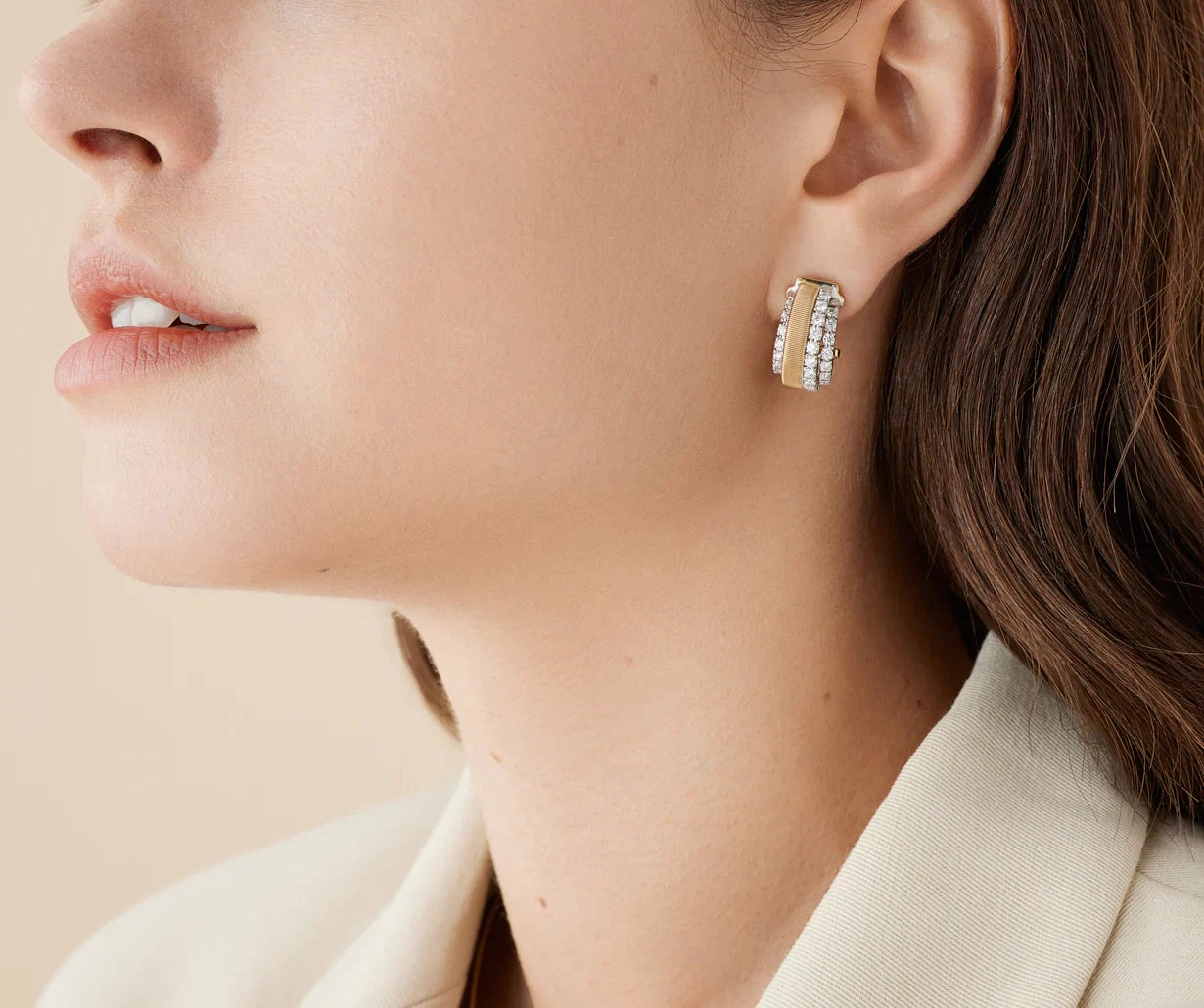 Marco Bicego Masai 18ct Yellow Gold Coil 1.08ct Diamond Earrings