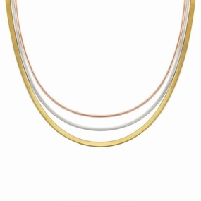Marco Bicego Masai 18ct Yellow, White and Rose Gold Three Strand Necklace