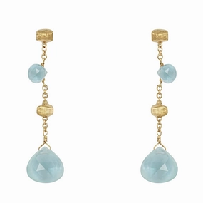 Marco Bicego Paradise 18ct Yellow Gold Aquamarine Drop Earrings