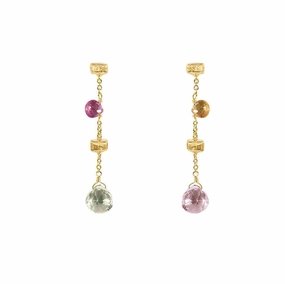 Marco Bicego Paradise 18ct Yellow Gold Mixed Stone Drop Earrings D