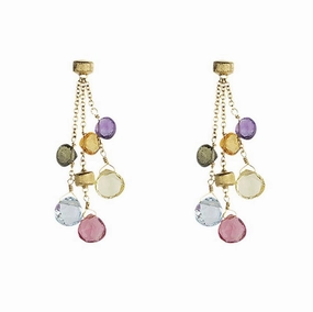 Marco Bicego Paradise 18ct Yellow Gold Mixed Stone Three Strand Drop Earrings