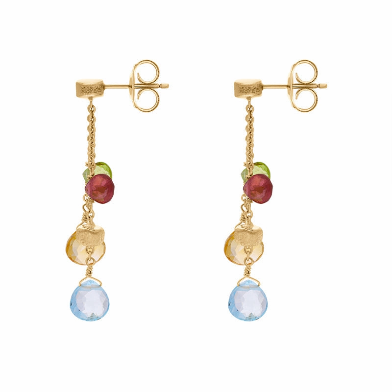 Marco Bicego Paradise 18ct Yellow Gold Mixed Stone Two Strand Drop Earrings