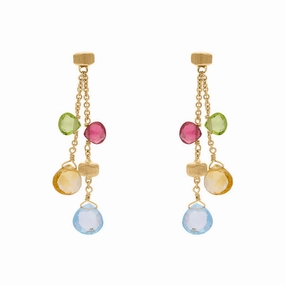 Marco Bicego Paradise 18ct Yellow Gold Mixed Stone Two Strand Drop Earrings