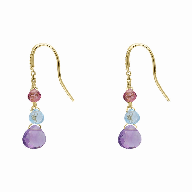 Marco Bicego Paradise 18ct Yellow Gold Multicolour Gemstone Drop Earrings D