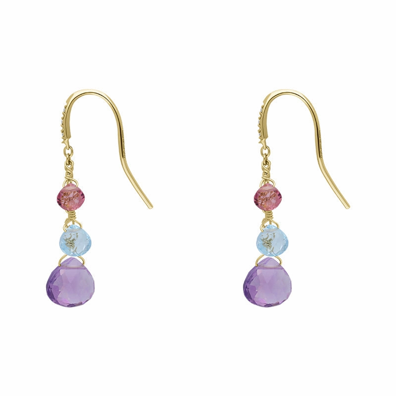 Marco Bicego Paradise 18ct Yellow Gold Multicolour Gemstone Drop Earrings D