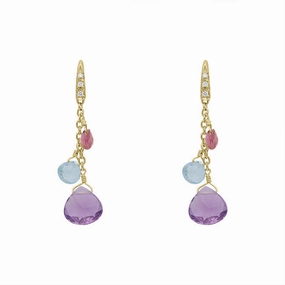 Marco Bicego Paradise 18ct Yellow Gold Multicolour Gemstone Drop Earrings D