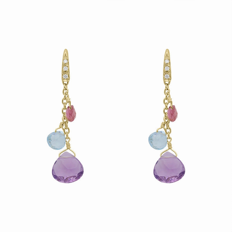 Marco Bicego Paradise 18ct Yellow Gold Multicolour Gemstone Drop Earrings D