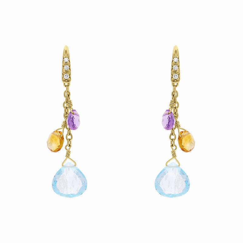 Marco Bicego Paradise 18ct Yellow Gold Multicolour Gemstone Drop Earrings