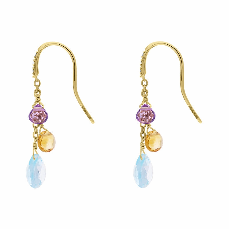 Marco Bicego Paradise 18ct Yellow Gold Multicolour Gemstone Drop Earrings