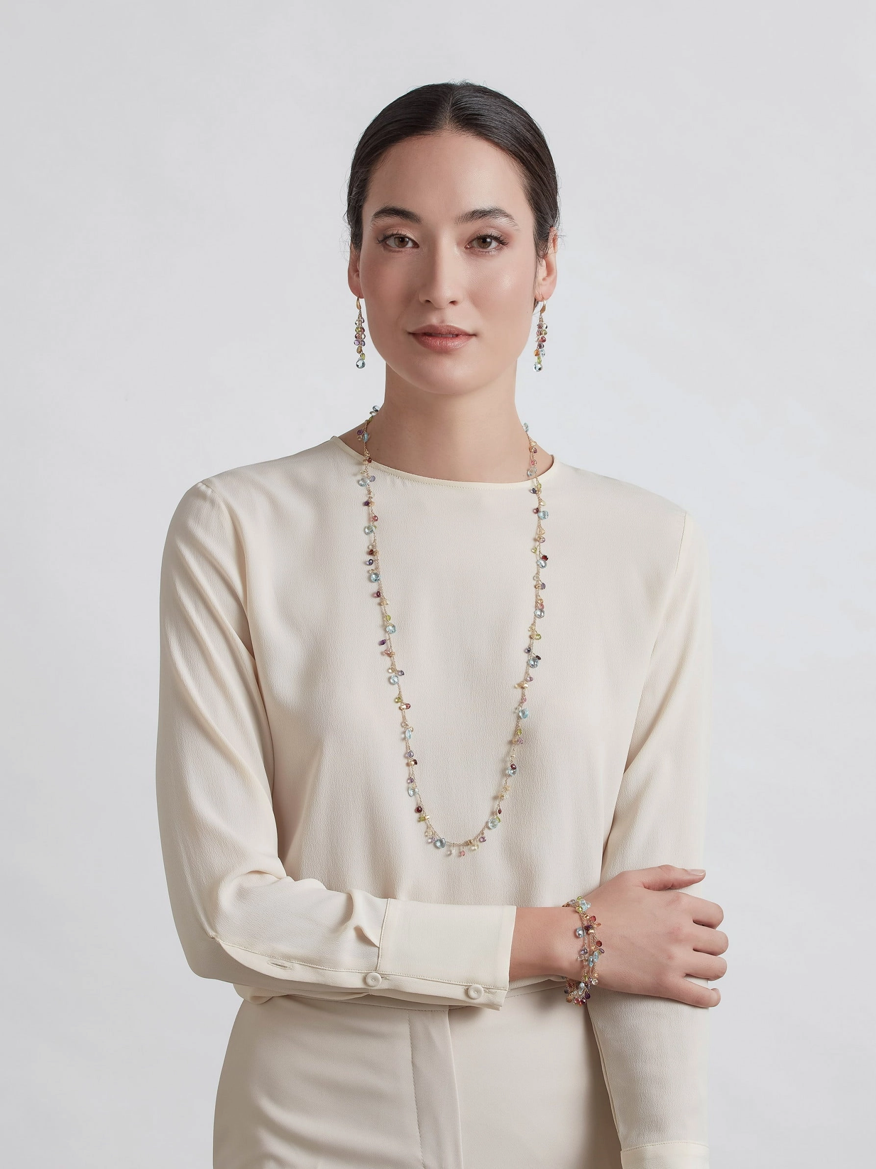 Marco Bicego Paradise 18ct Yellow Gold Multicolour Gemstone Long Necklace