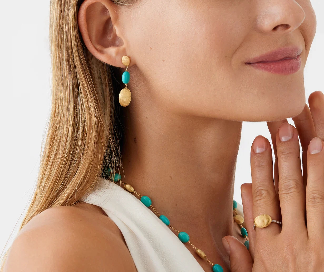 Marco Bicego Siviglia 18ct Yellow Gold & Turquoise Triple Drop Earrings