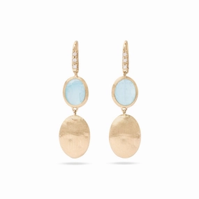 Marco Bicego Siviglia 18ct Yellow Gold Aquamarine Diamond Drop Earrings