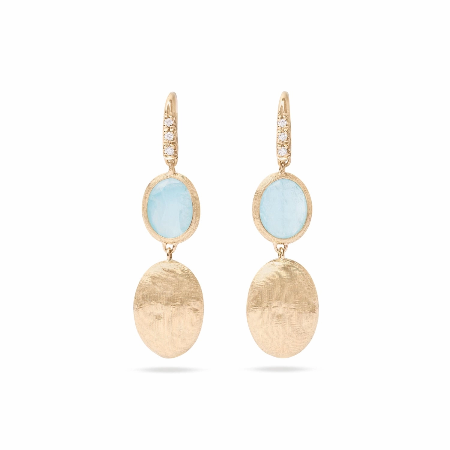 Marco Bicego Siviglia 18ct Yellow Gold Aquamarine Diamond Drop Earrings
