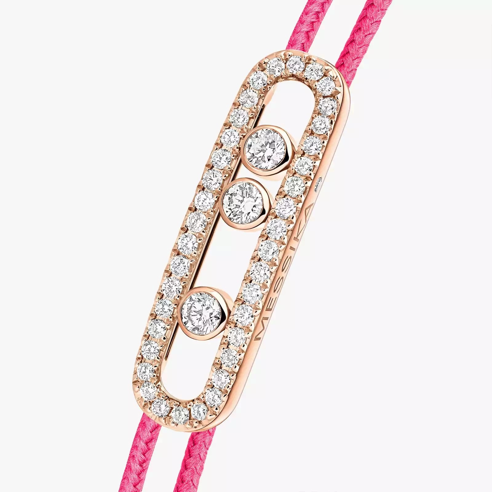 Messika Care(s) 18ct Rose Gold & 0.26ct Diamond Pink Cord Pav Bracelet