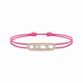Messika Care(s) 18ct Rose Gold & 0.26ct Diamond Pink Cord Pav Bracelet