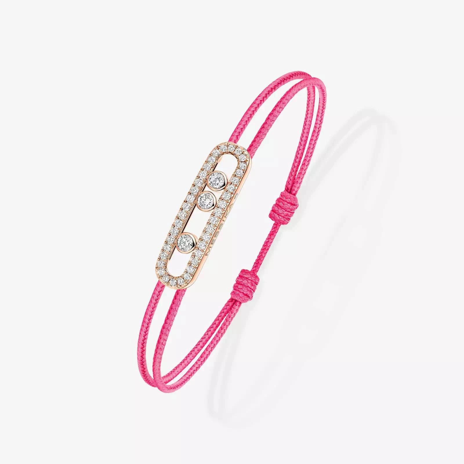 Messika Care(s) 18ct Rose Gold & 0.26ct Diamond Pink Cord Pav Bracelet