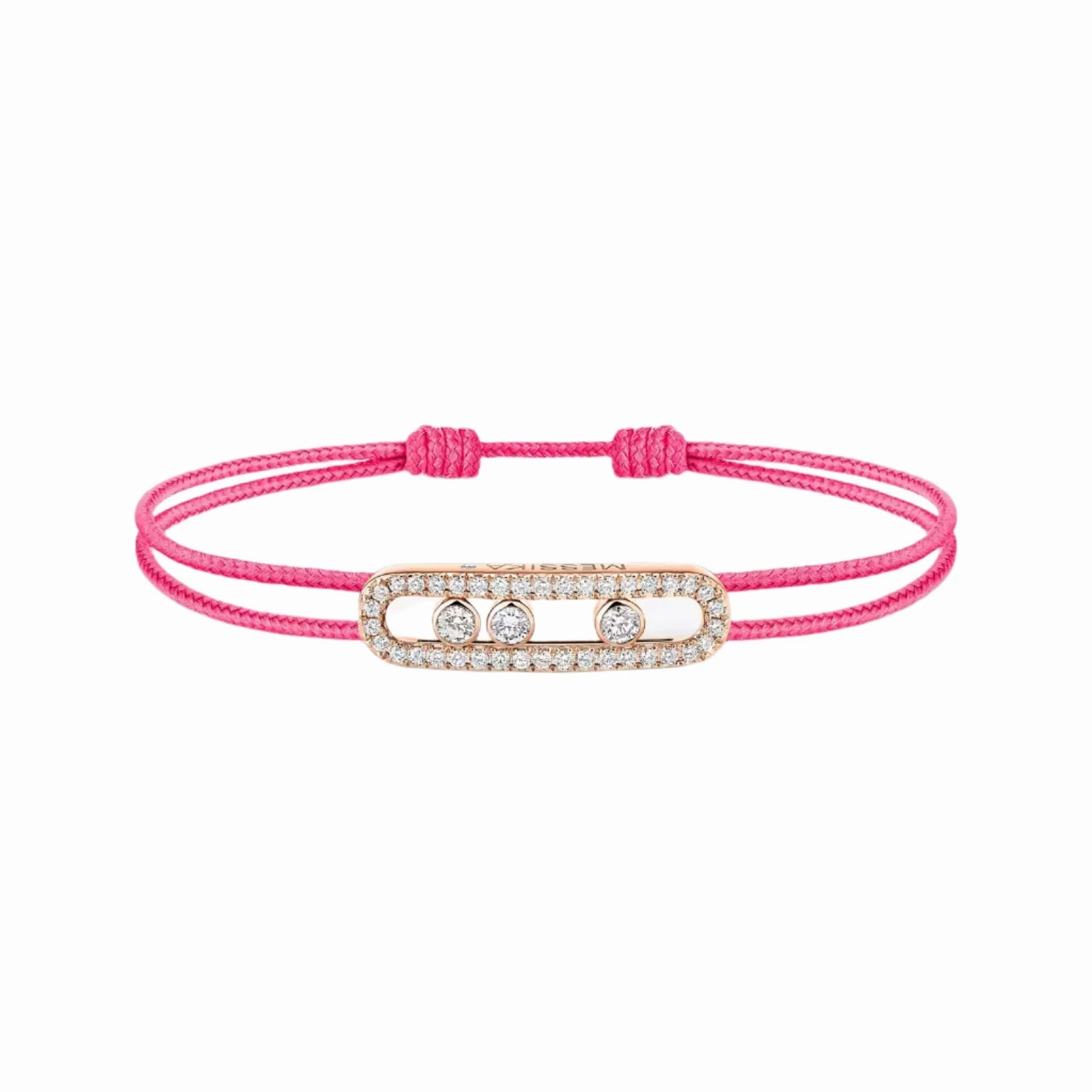 Messika Care(s) 18ct Rose Gold & 0.26ct Diamond Pink Cord Pav Bracelet