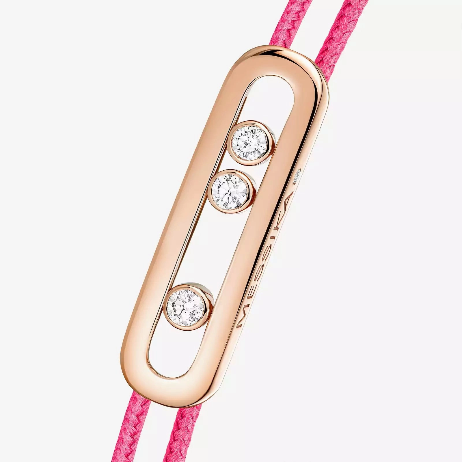 Messika Care(s) 18ct Rose Gold & Diamond Pink Cord Bracelet