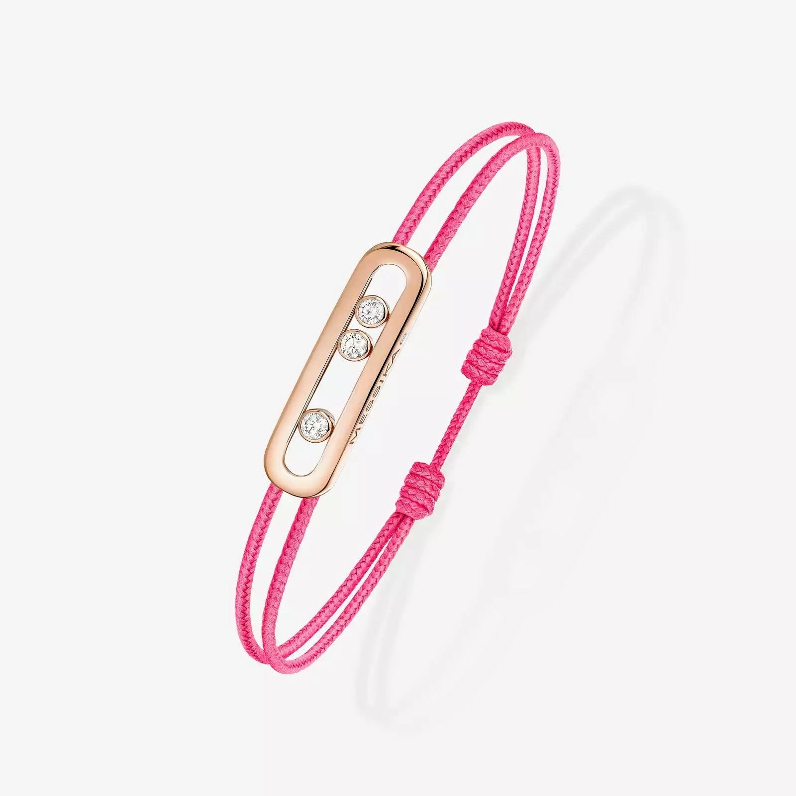 Messika Care(s) 18ct Rose Gold & Diamond Pink Cord Bracelet