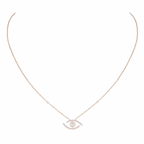 Messika Lucky Eye 18ct Rose Gold 0.30ct Diamond Pave Necklace