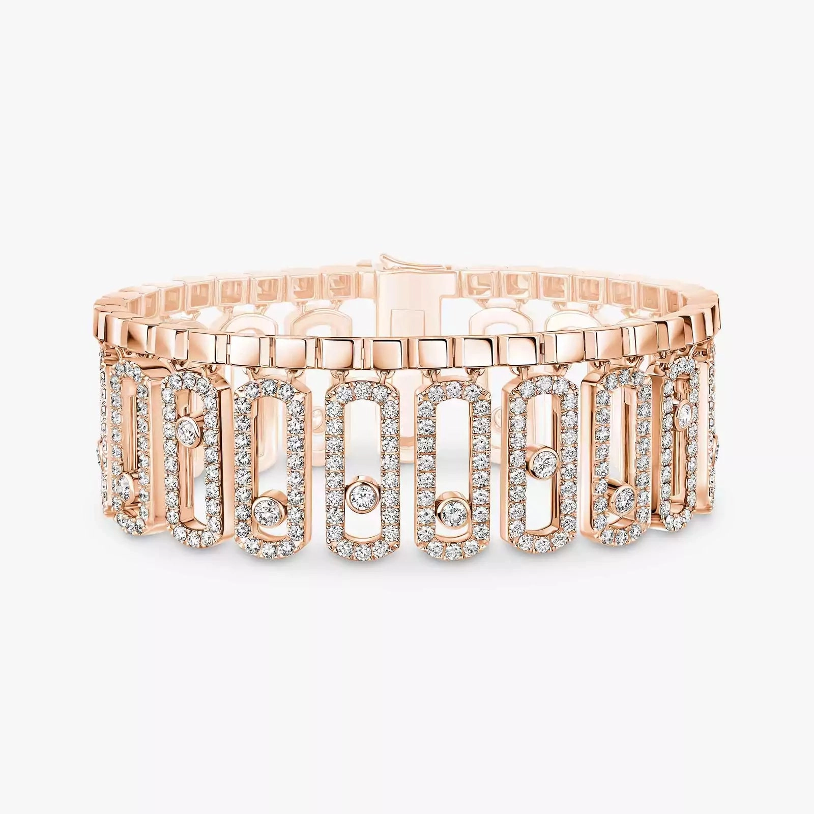 Messika Move Iconica Pav 18ct Pink Gold 7ct Diamond Bracelet