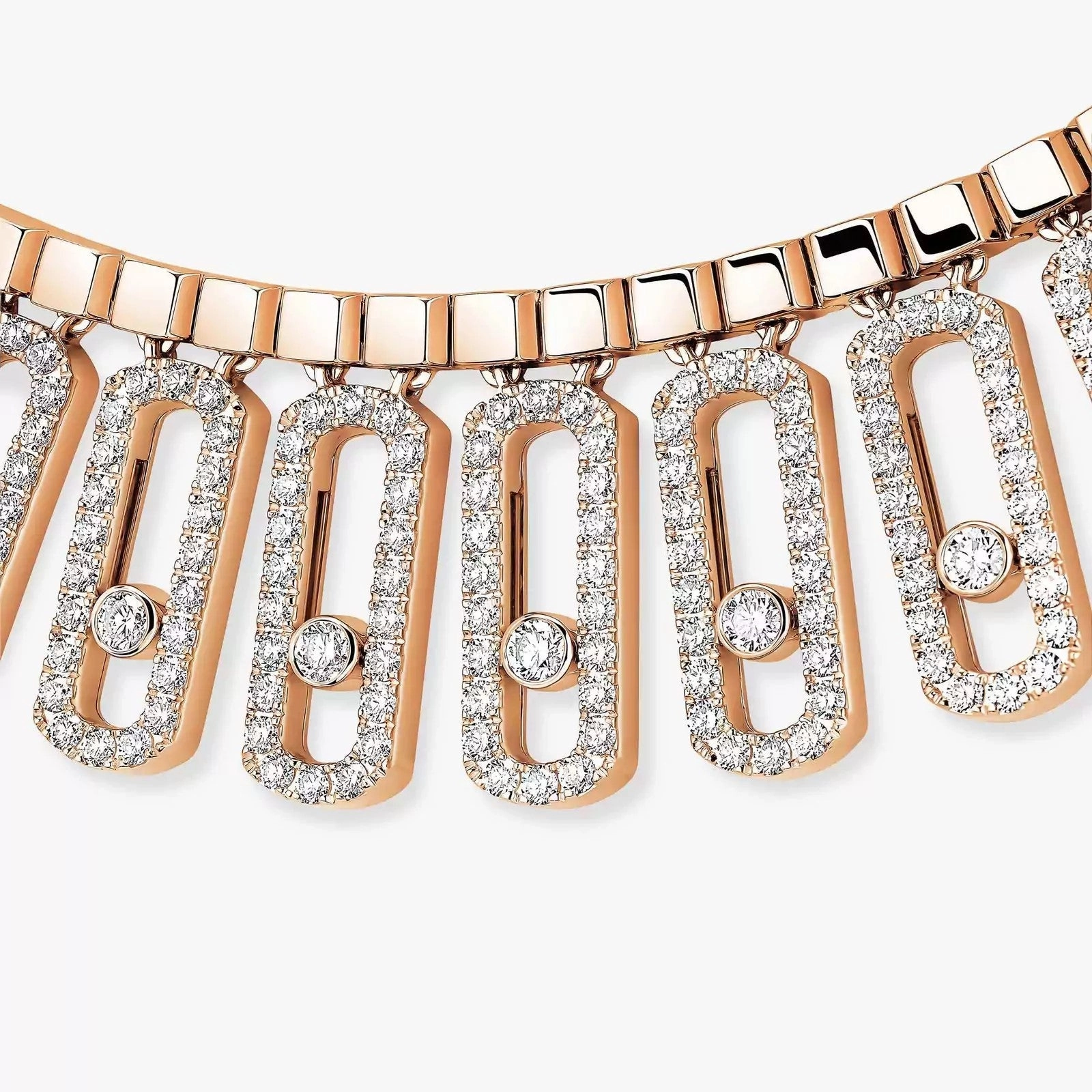 Messika Move Iconica Pav 18ct Rose Gold 13.60ct Diamond Necklace