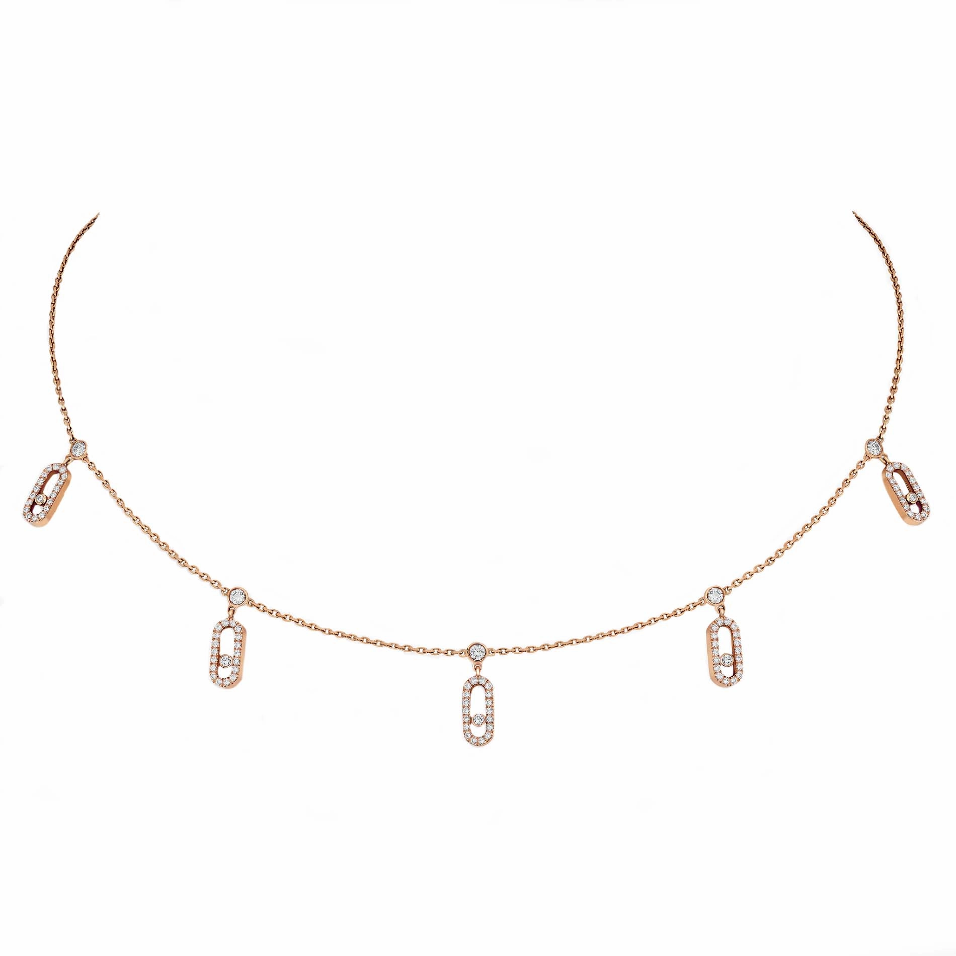Messika Move Uno 18ct Rose Gold Diamond Pave Drop Pendant Choker