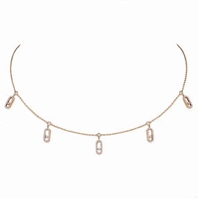Messika Move Uno 18ct Rose Gold Diamond Pave Drop Pendant Choker