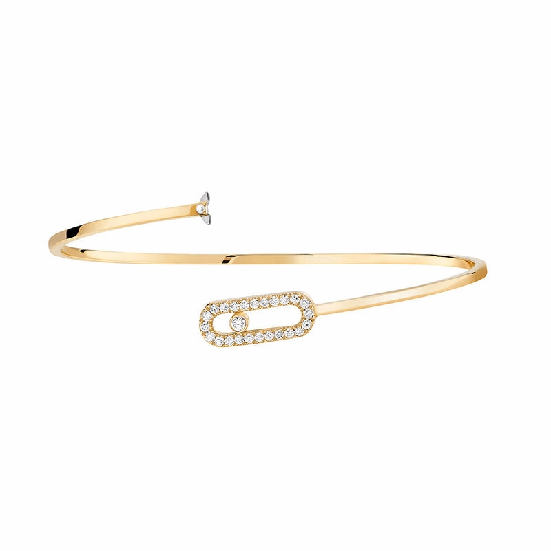 Messika Move Uno 18ct Yellow Gold 0.18ct Diamond Pave Flex Bangle