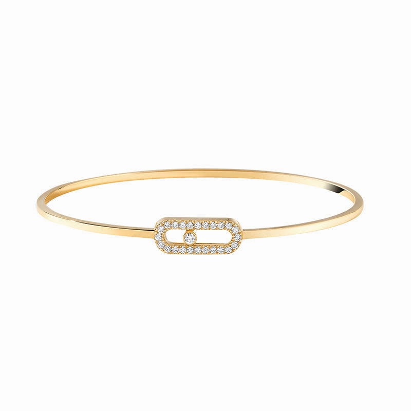 Messika Move Uno 18ct Yellow Gold 0.18ct Diamond Pave Flex Bangle