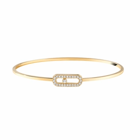 Messika Move Uno 18ct Yellow Gold 0.18ct Diamond Pave Flex Bangle
