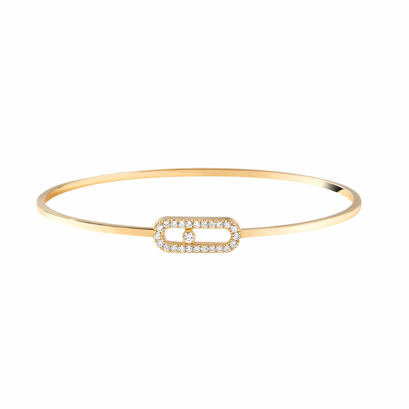 Messika Move Uno 18ct Yellow Gold 0.18ct Diamond Pave Flex Bangle