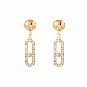 Messika Move Uno 18ct Yellow Gold Diamond Stud Drop Earrings