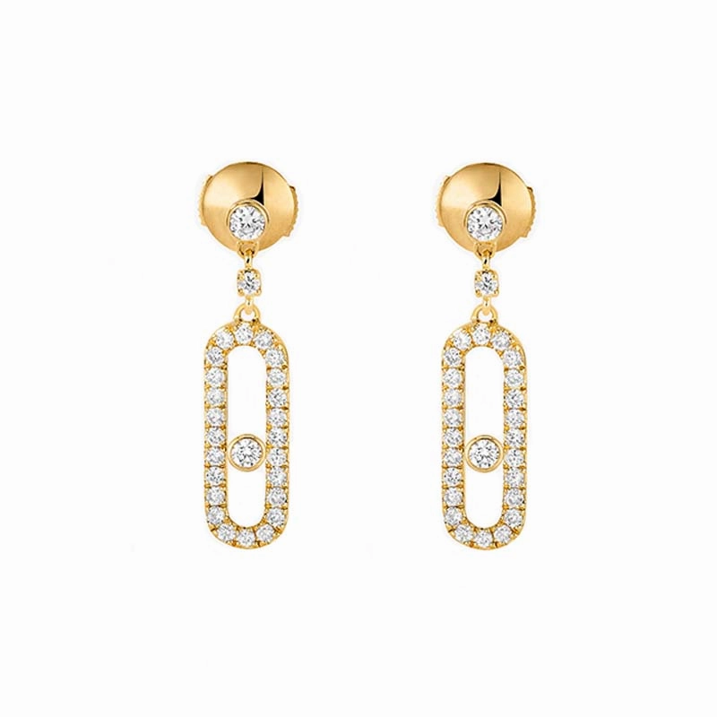 Messika Move Uno 18ct Yellow Gold Diamond Stud Drop Earrings