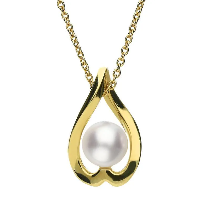 Mikimoto 18ct Yellow Gold 7mm White Akoya Pearl Teardrop Necklace
