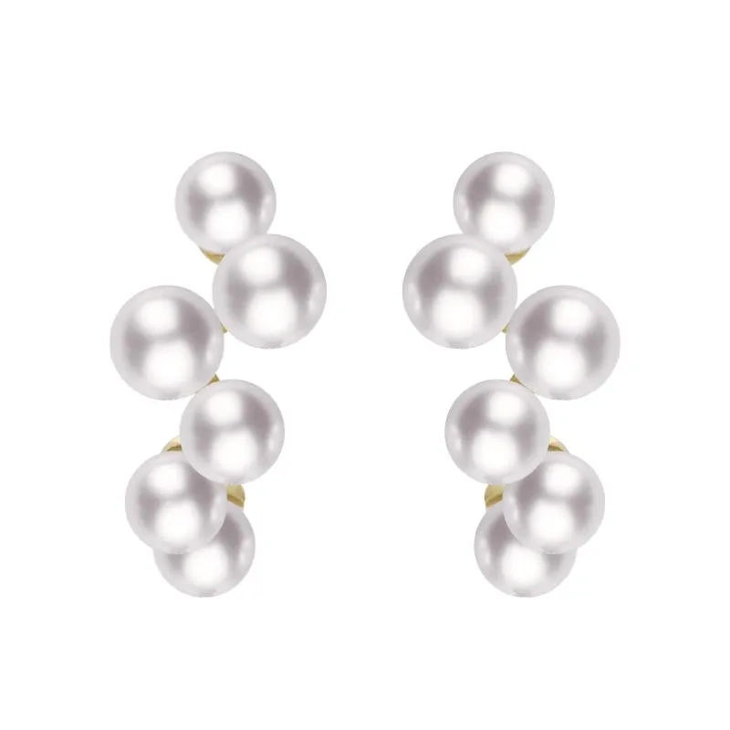 Mikimoto 18ct Yellow Gold White Akoya Pearl Bubble Earrings D