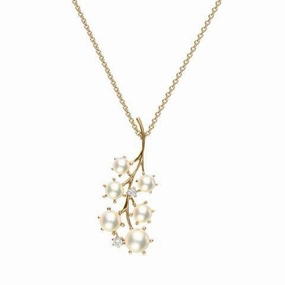 Mikimoto 18ct Rose Gold Diamond White Akoya Pearl Branch Necklace