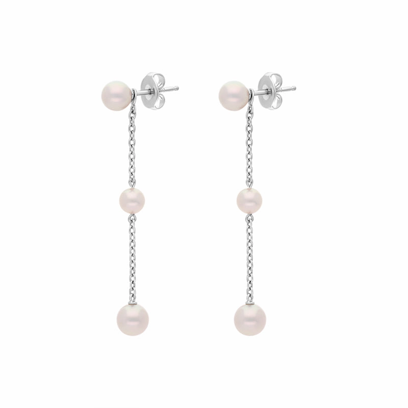 Mikimoto 18ct White Gold Akoya Pearl Drop Earrings