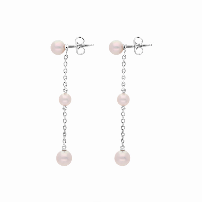 Mikimoto 18ct White Gold Akoya Pearl Drop Earrings